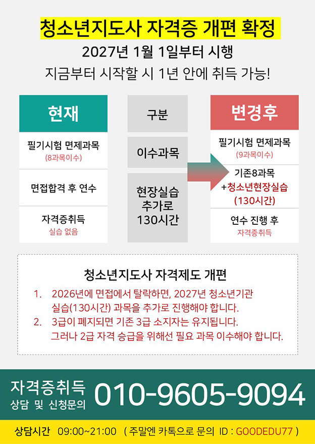 청소년 지도사 취득 안내