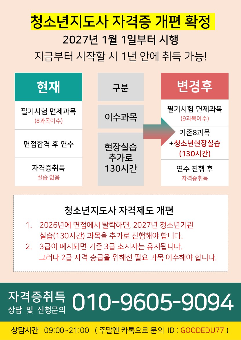 청소년 지도사 취득 안내